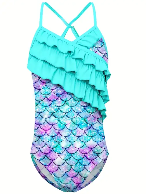 Colorful Mermaid Scales Swimsuit Sexy Magic Animal Print One-Piece