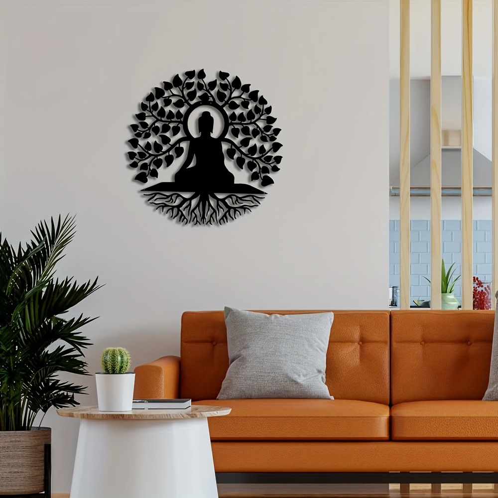 1pc Tree of Life Metal Wall Art - Patna Hindu Wall Decor for Yoga Studio,  Meditation Deco, Spiritual Crafts, Chakra Art, Home Gift & Zen Art