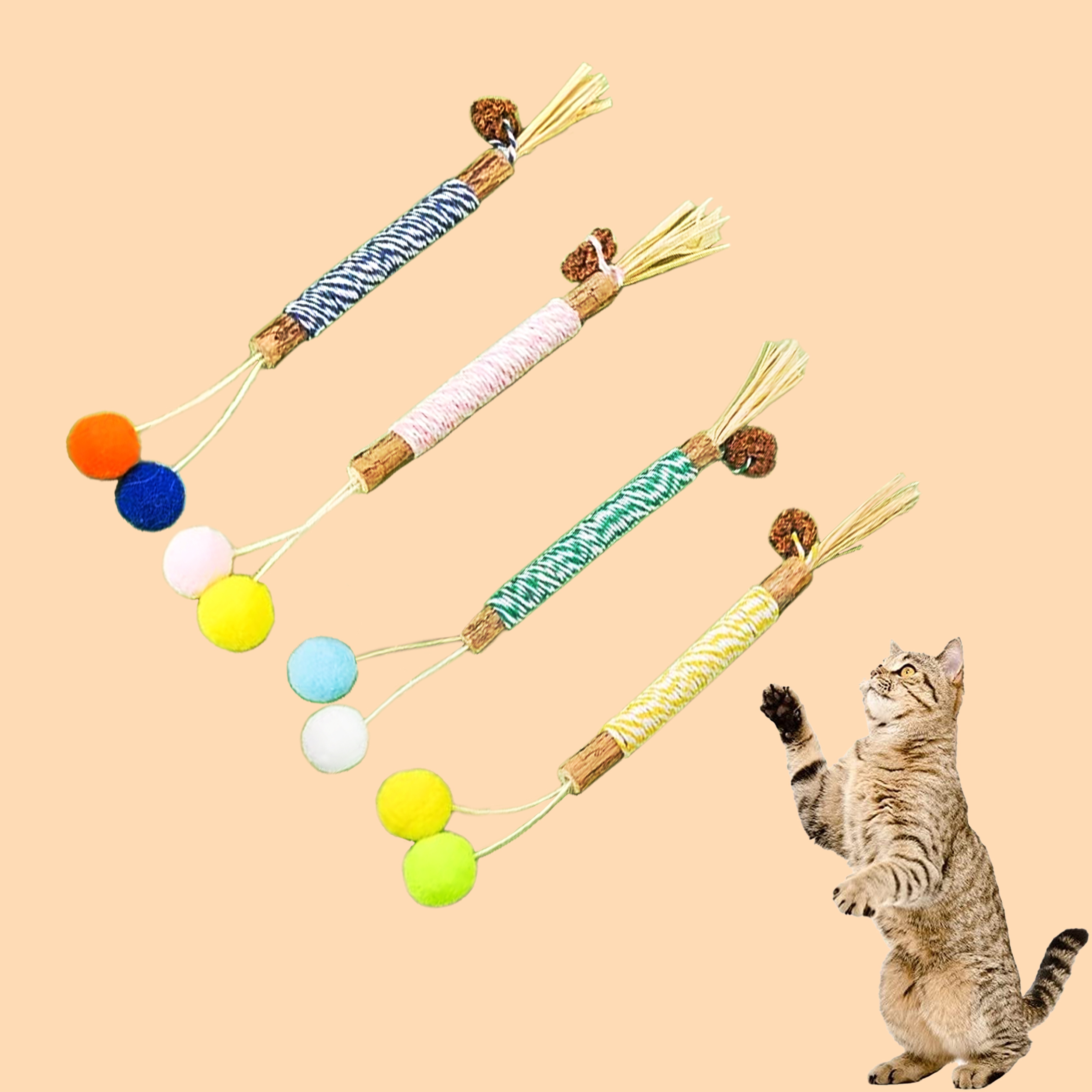 1pc Yellow Cat Puzzle Feeder Toy, Combination Of Cat Wand, Cat