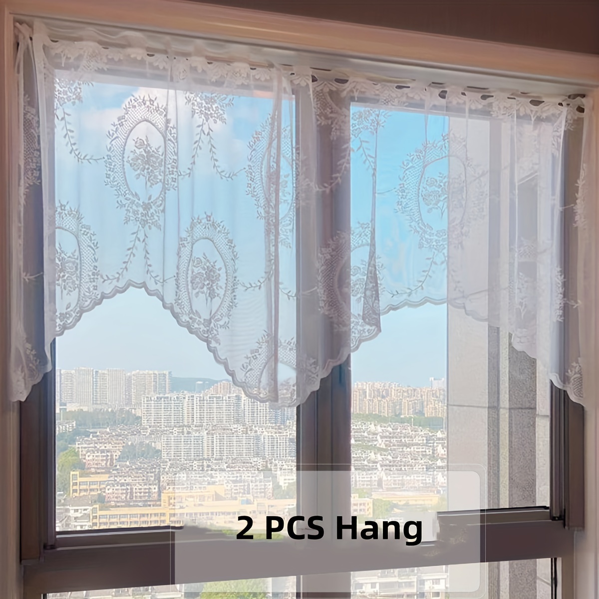 1pc lace curtain tiers rod pocket short cafe curtain window treatment for kitchen bathroom bedroom home decor details 5