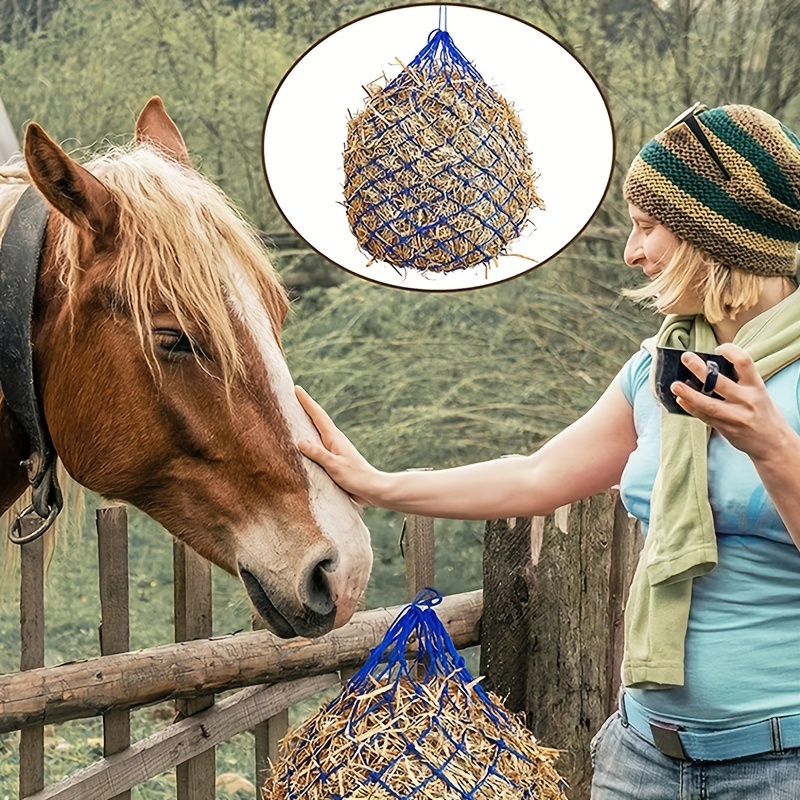 1Pc nero di grandi dimensioni cavallo alimentazione a bassa velocità borsa  a rete per fieno alimentazione per cavalli custodia per fieno in Nylon  intrecciato mangiatoia a rete per cavalli - AliExpress