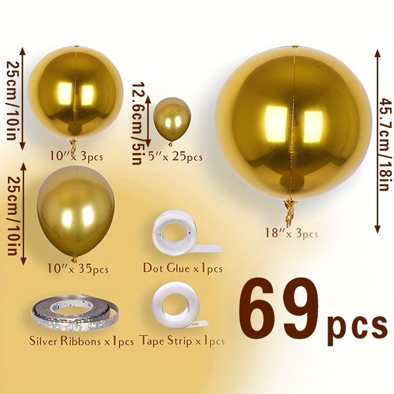 Golden Metal Balloons, Holiday Party Decoration Balloons, Golden Balloons, Arch Bridge Party