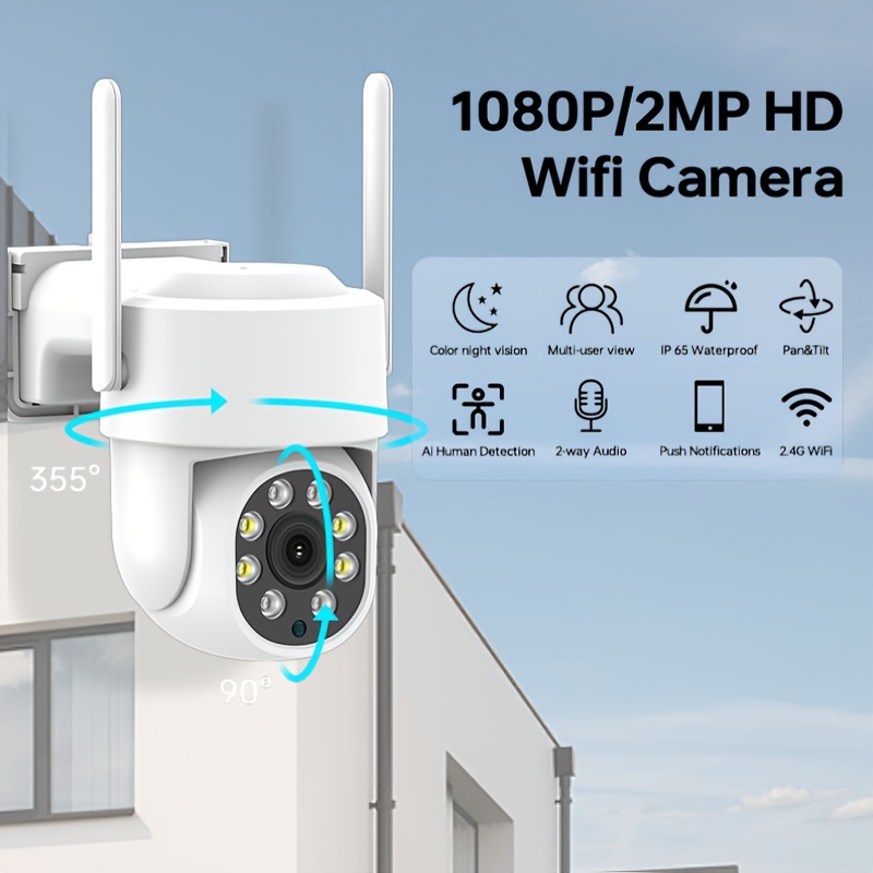 YI Camara Vigilancia Wifi Exterior 1080p, Cámara Impermeable IP65 con  Detección Humana y de Sonido