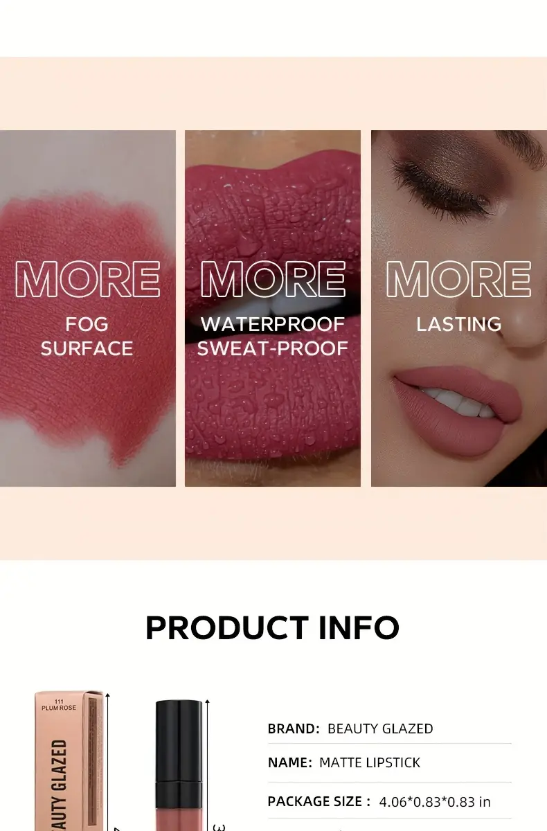 Beauty Glazed Matte Lipstick Smudge Proof - 8G Webp