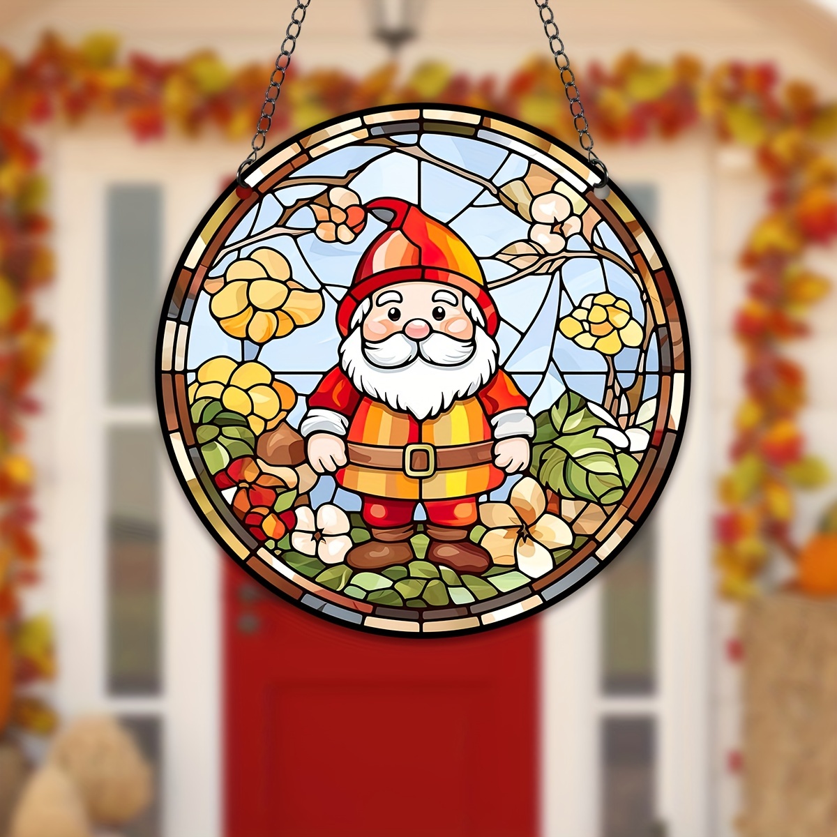 Gnome Stained Window Hangings, Gnomes Christmas Elf Fall Home Decor,  Suncatcher For Window Ornaments Wreath Sign, Room Decoration, Aesthetic  Room Decor, Bedroom Decor, Home Decoration, House Decor, Cute Aesthetic  Stuff, Cool Gadgets 