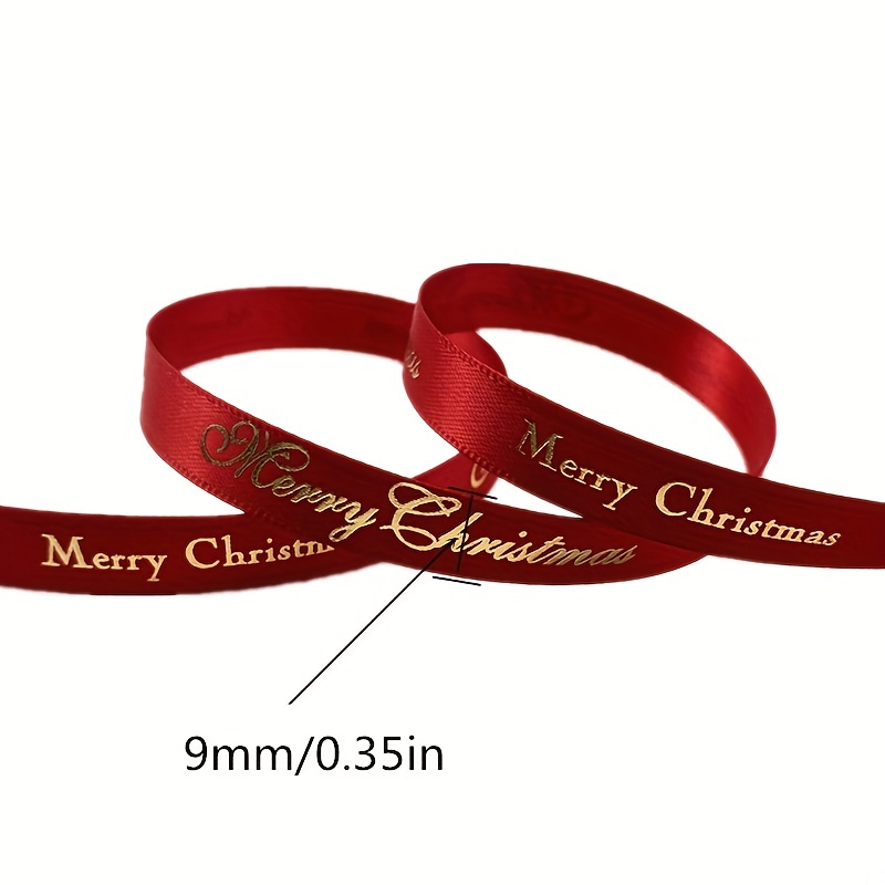 Red Christmas Ribbon 9mm Width Special Printing Crafts Merry