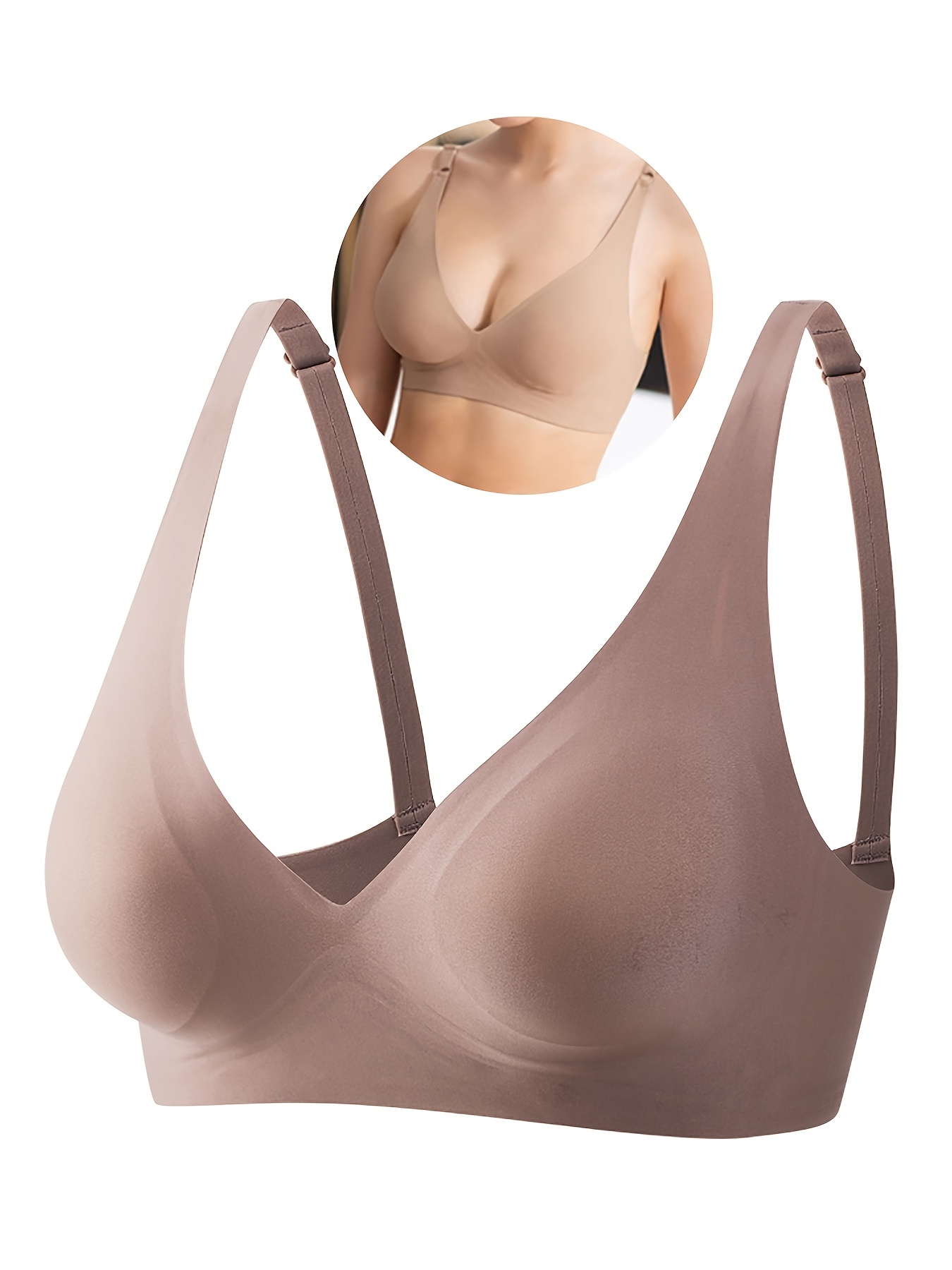 Simple Solid Wireless Bra Comfy Breathable Stretch Everyday - Temu