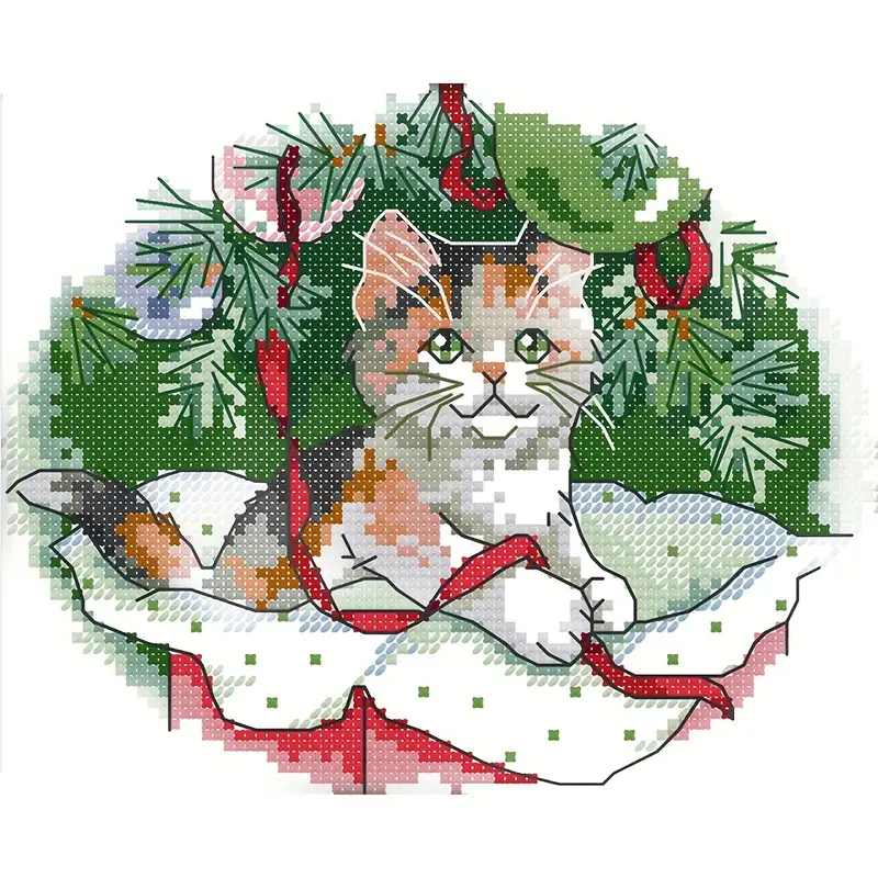 Stamped Cross Stitch Kits Beginners Embroidery Cat On - Temu