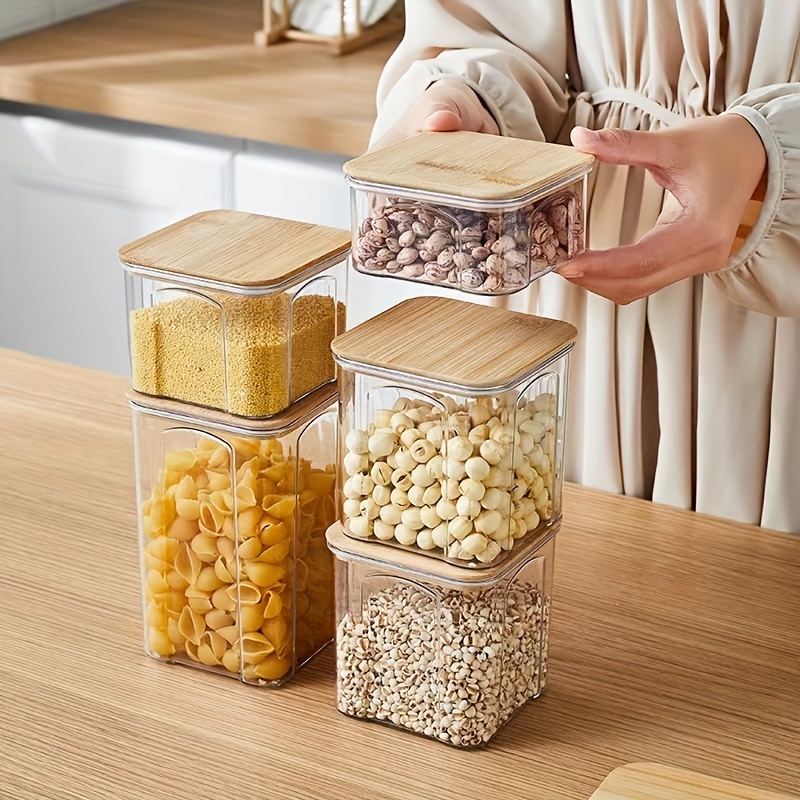 Air Tight Food Storage Containers Bamboo Lid Storage Glass Food