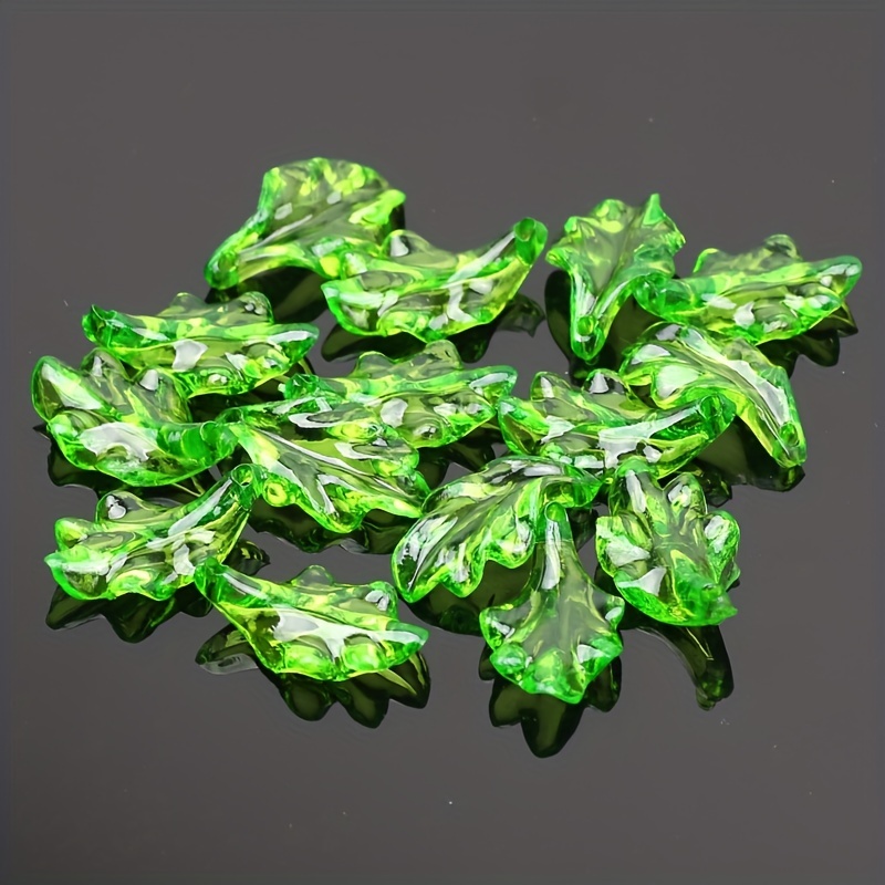 Glass Beads Green Transparent Gradient Leaf Beads Acrylic - Temu