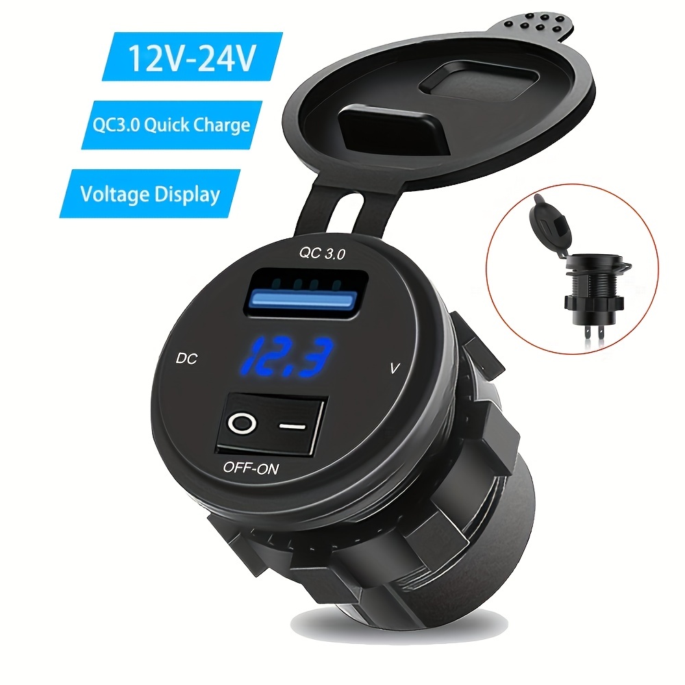 Quick Charge Qc3.0 Usb Car Charger Socket Digital Display Waterproof Usb  Charger Socket, 12v/24v Quick Charger For Cars, Motorcycles  Atvs Temu  Japan