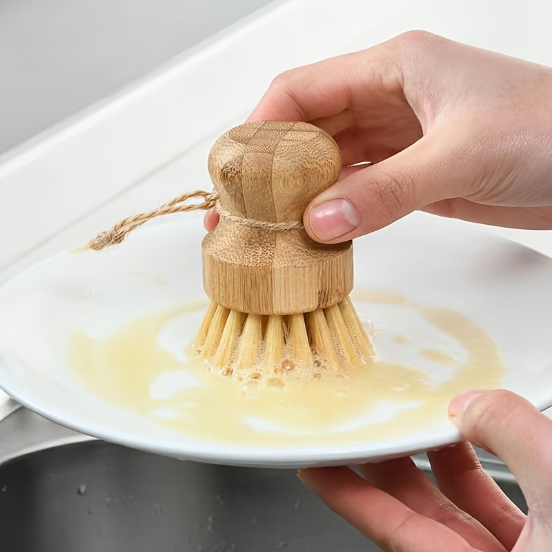 3 PCS Dish Brush Bamboo Dish Scrubber Kitchen Scrub Brush for Cleaning  Dishes, Pots, Pans, Sink and Vegetables