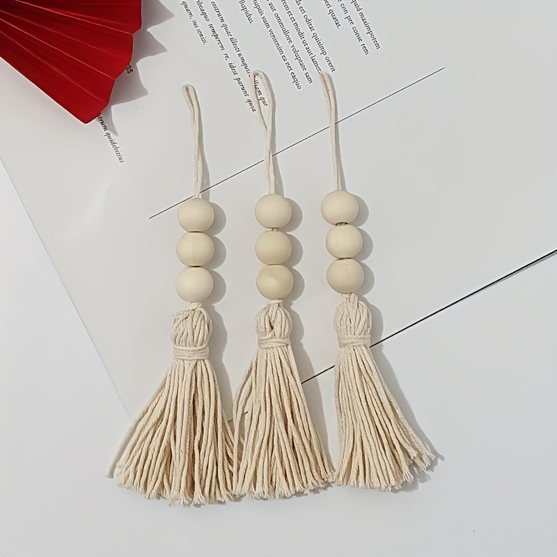 Wooden Bead Garland With Jute Tassels