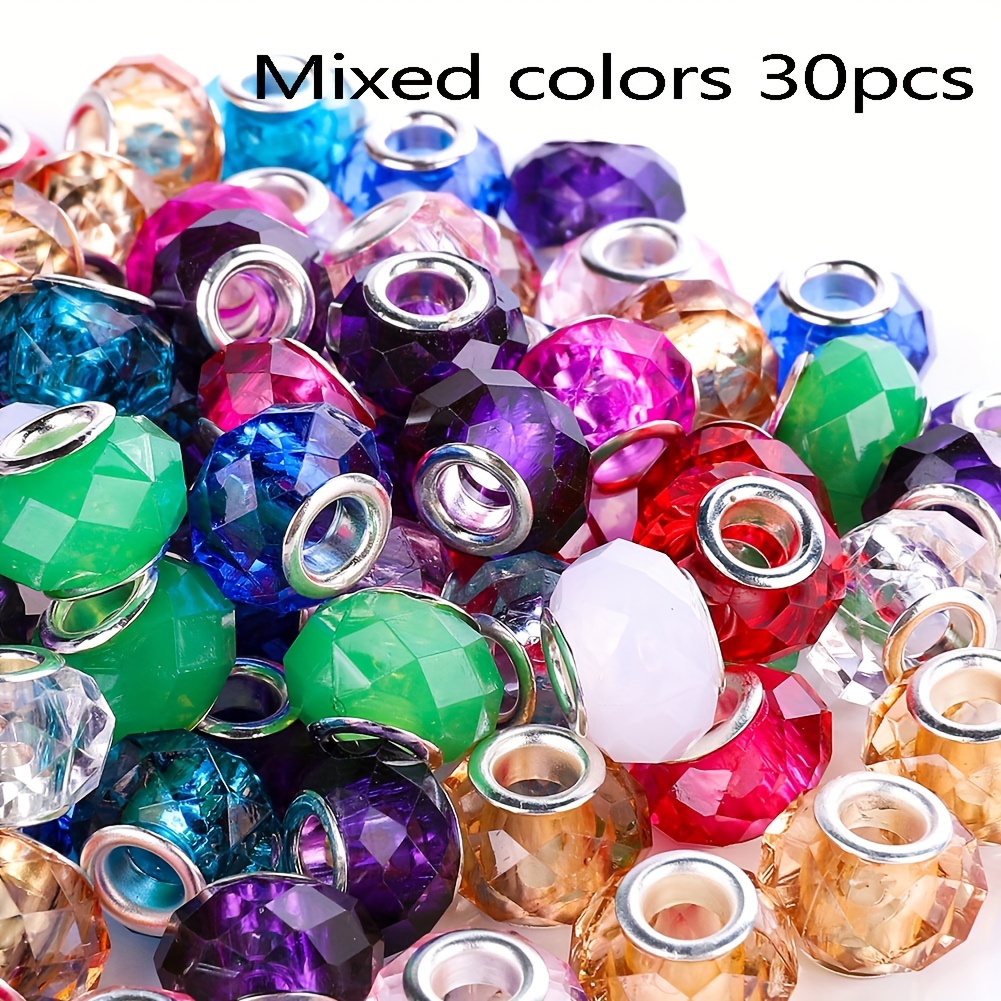 100pcs Lampwork Glass European Beads Large Hole Beads Mixed