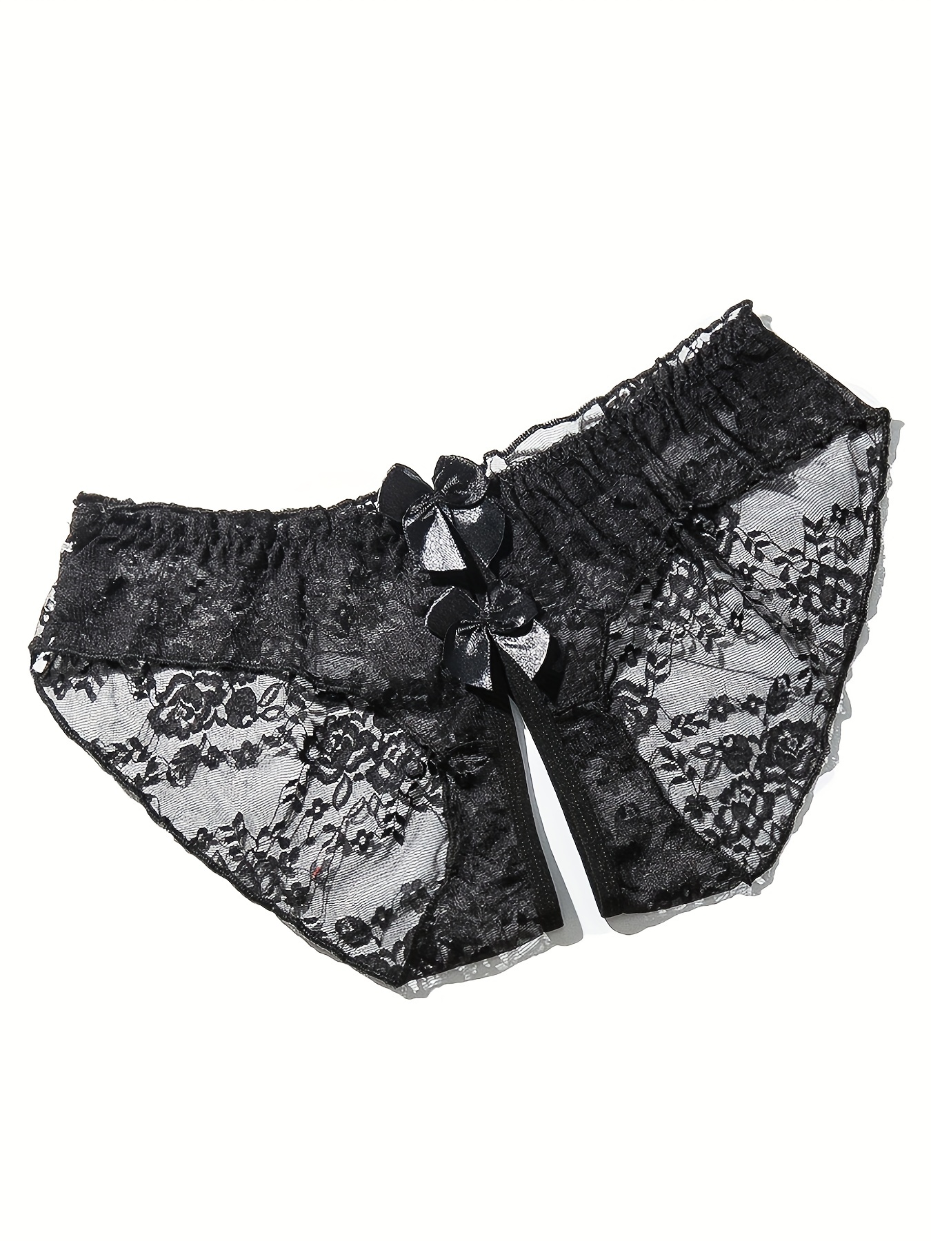 Lace Mesh Bow Tie Briefs See Intimates Panties Women's Sexy - Temu Canada