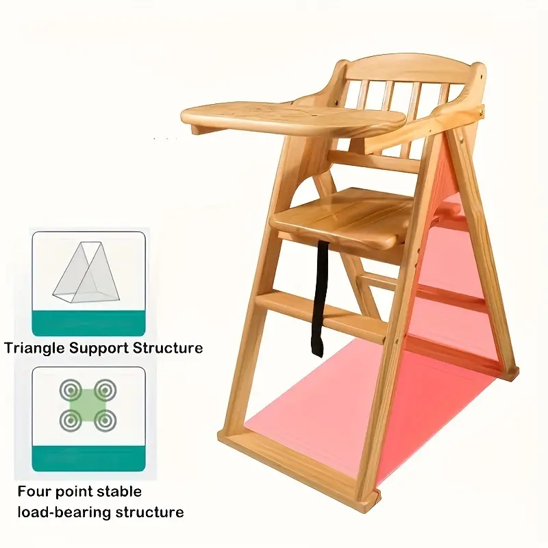Wooden Adjustable Folding Dining Chair With Tray Highchairs