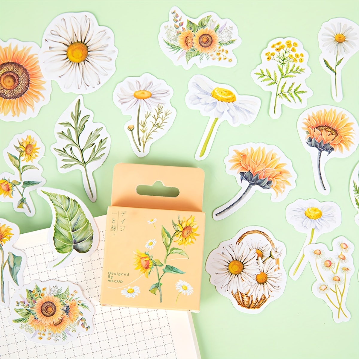 Boho Daisy Flower Stickers - Flower Sticker Pack 6 PC