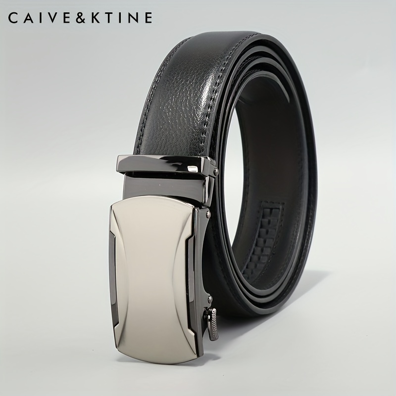 2023 New Leather Belt Casual Men's Toothless Automatic Buckle Leather Belt  Black Buckle Cowhide Belt Men's Pants Belt - Temu