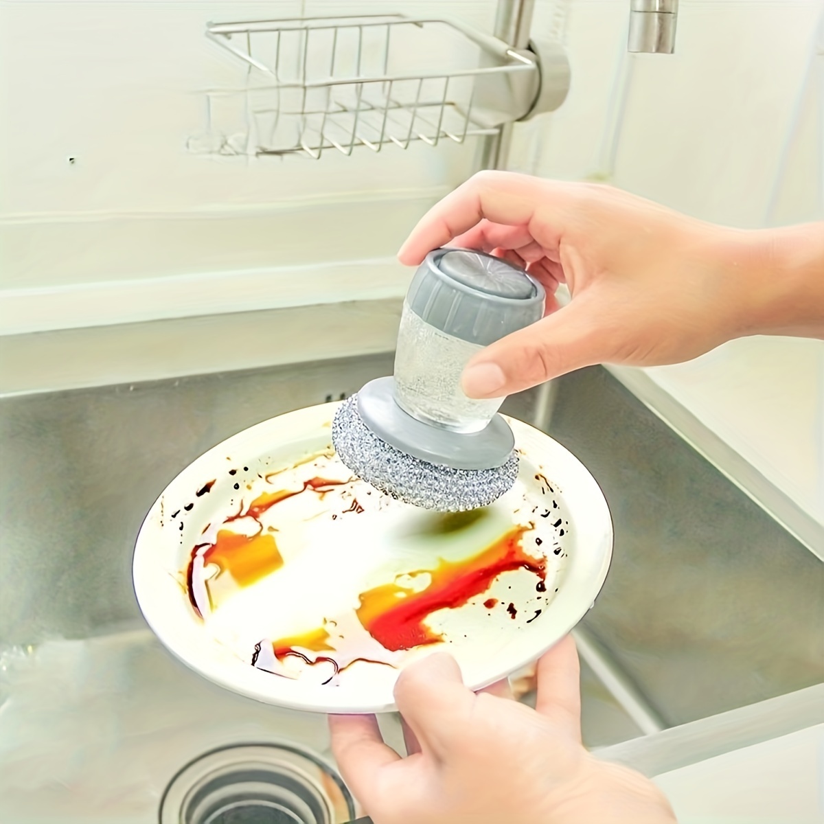 1~3PCS Kitchen Wash Pot Dish Brush With Dispenser Liquid Filling
