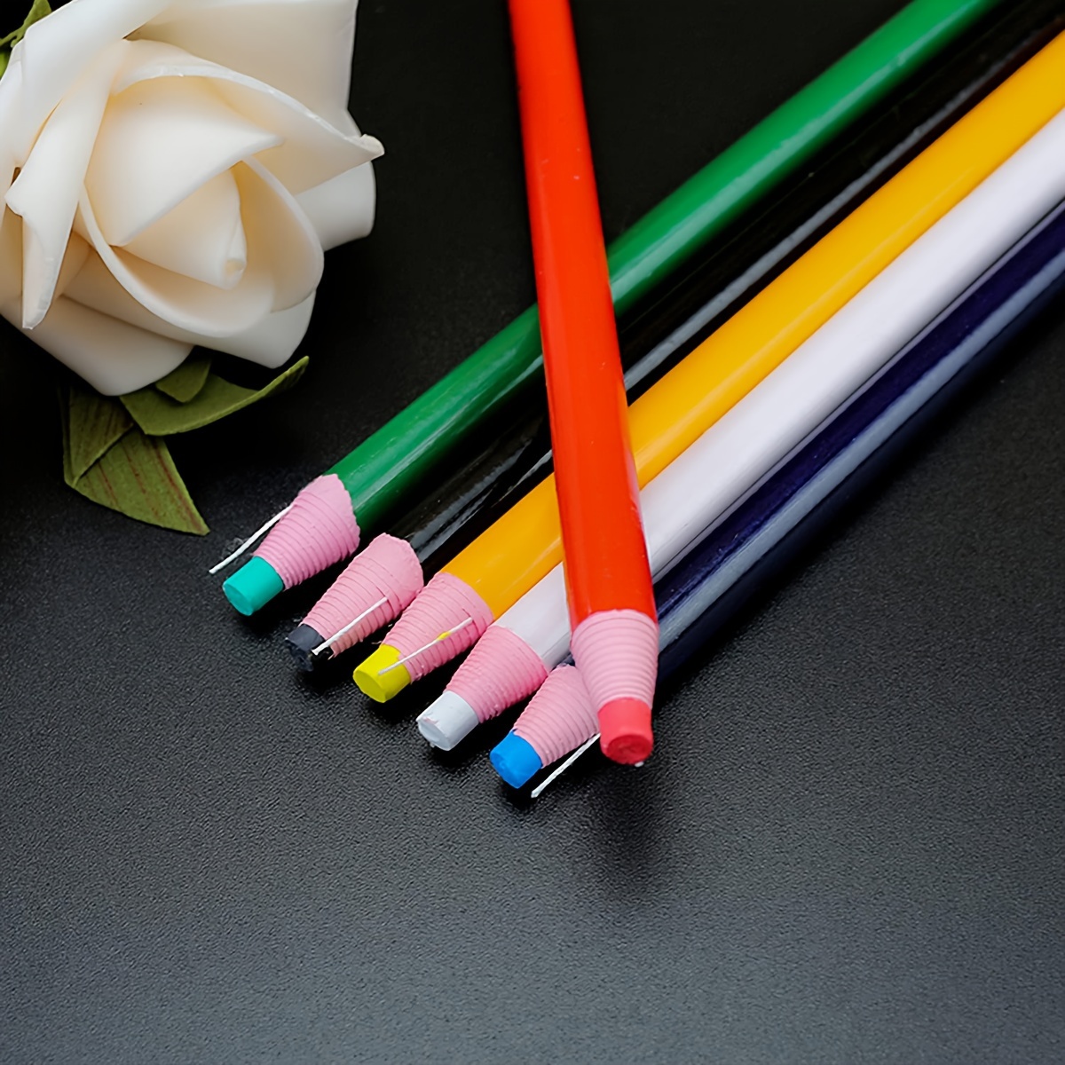 Random Mixed Color Sewing Fabric Pencil, Tailor Pencil, No Cutting Safe  12pcs Wood For Marking Sewing 