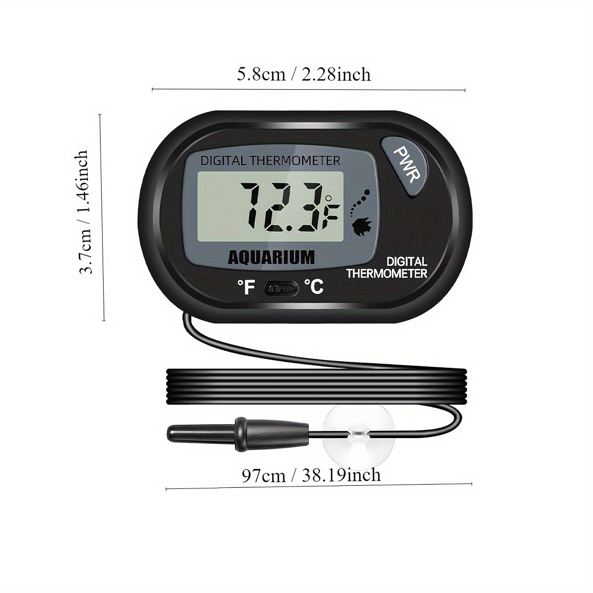 ZACRO 2 Pack Digital Aquarium Thermometer, Fish Tank Thermometer, Water  Thermometer with Large LCD Display,Reptile Thermometer for Fish Tank Water