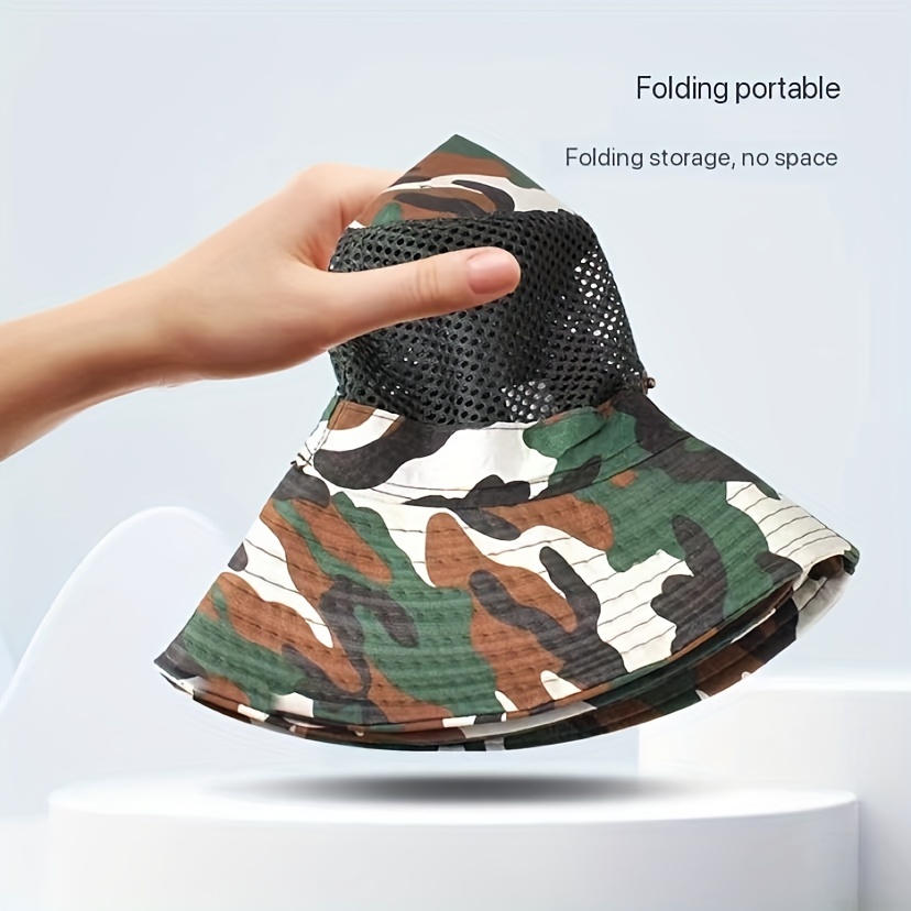 1pc Monochrome Camouflage Summer Hunting Fishing Hat Sun Hat Protection Hat  With Side Button Adjustable Bottom Rope - Jewelry & Accessories - Temu