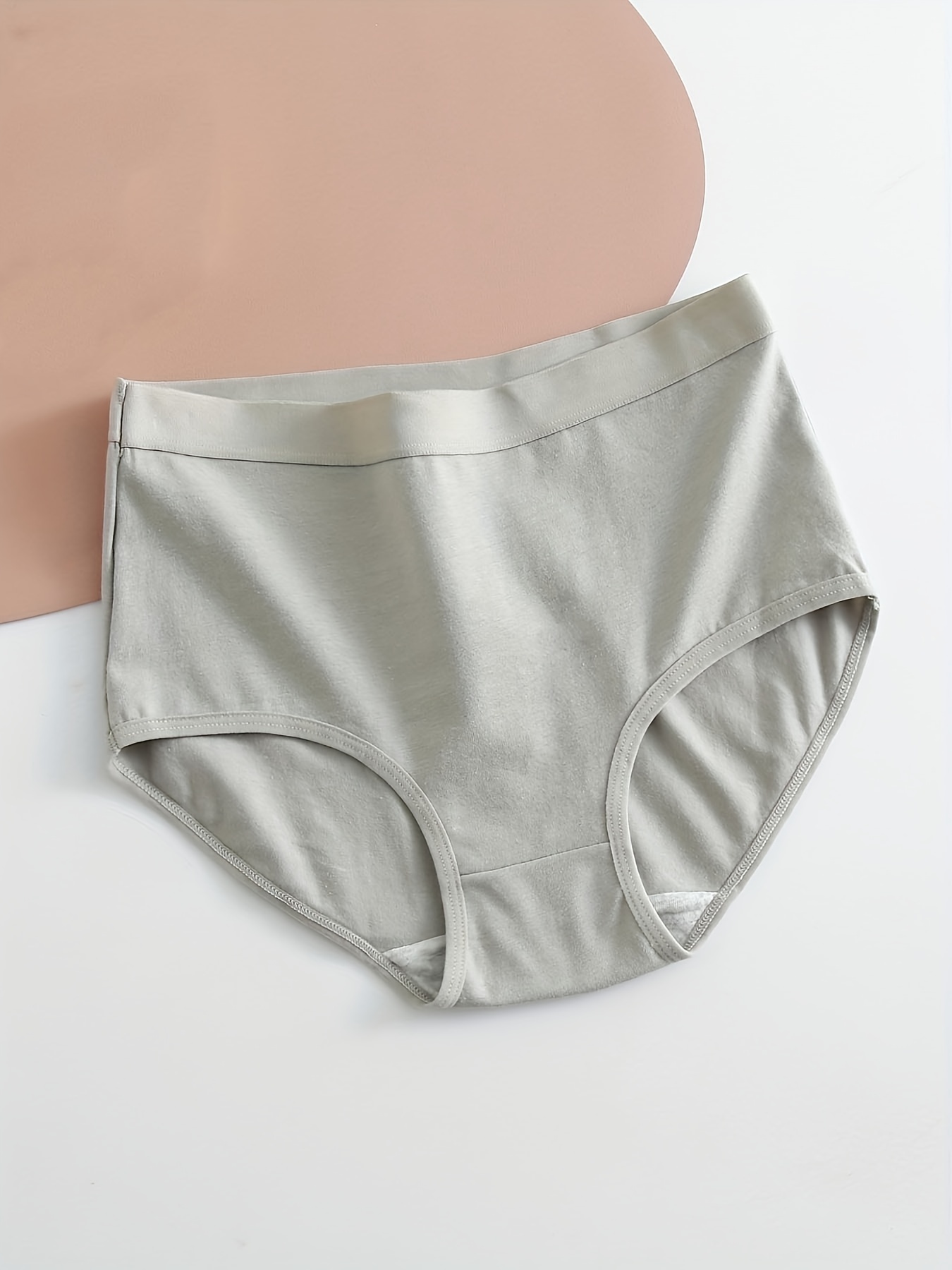 Women Plain Satin Panties Silky Briefs Underwear Lingerie High Waist Plus  Size 
