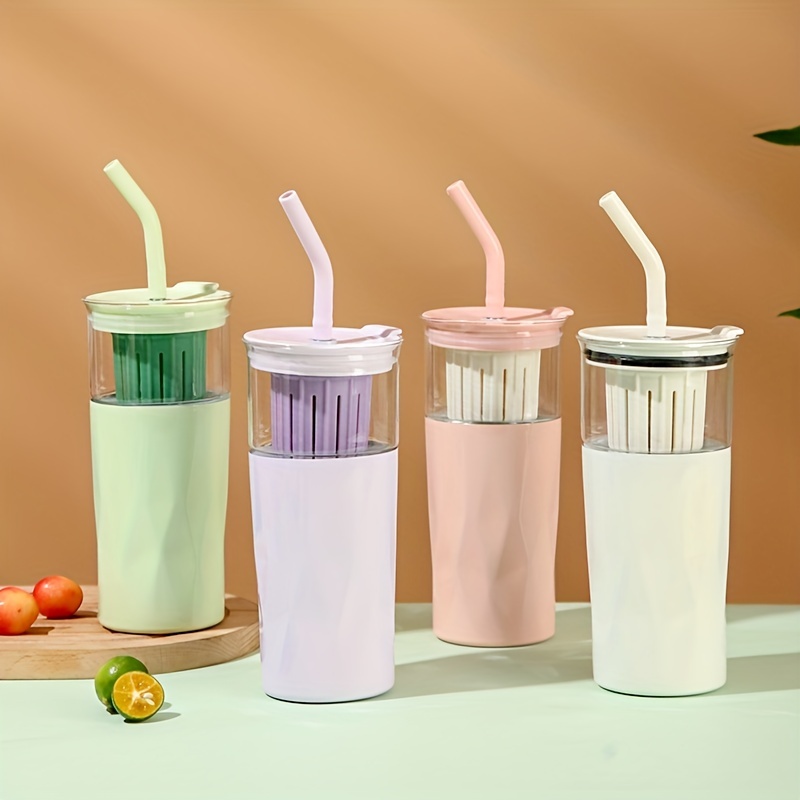 DN reusable double wall 700ml 710ml 24oz pastel color plastic cup cold cup  plastic tumbler with lid and straw