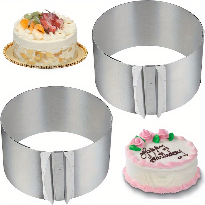 Round Cake Ring Mold, Stainless Steel 6 to 12 Inch Dessert Mousse Molds  with Pusher & Lifter Cooking Rings 