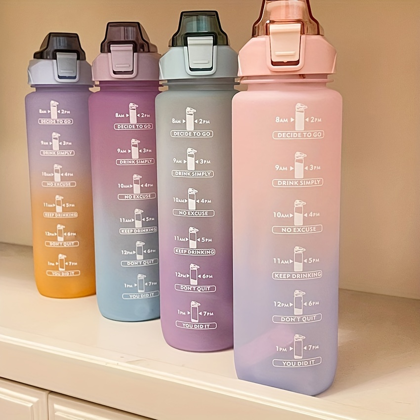 Large Clear Plastic Water Bottles Motivational Sports Water - Temu