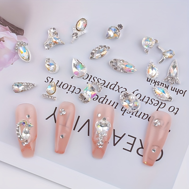 Nail Crystal, Nail Diamonds Glass Metal Gems Jewels Stones for 3D