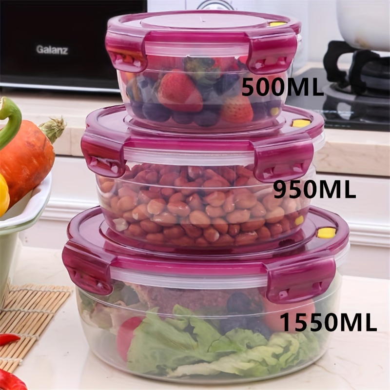 3pcs Household Kitchen PP Plastic Preservation Box, Refrigerator Food  Storage Bowl, Microwave Heated Lunch Box, Moisture-proof Grain Storage Box,  52.4