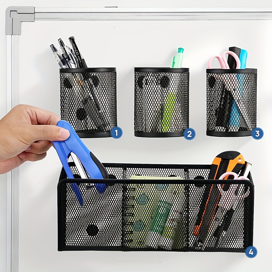 Tools for School Magnetic Locker Mirror with Elastic Mesh Pocket Organizer  for Pens, Pencils and Markers. Extra Strong Magnet. Includes 5 Push Pins