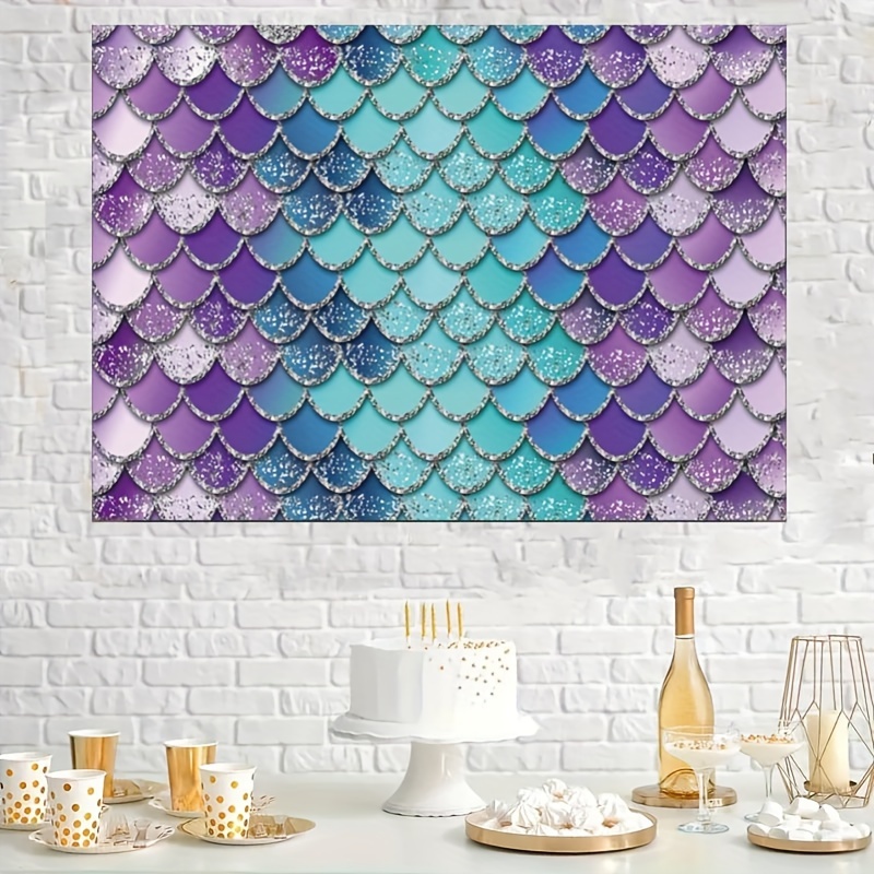 New Mermaid Fish Tail Fish Scale Birthday Party Theme Flag - Temu