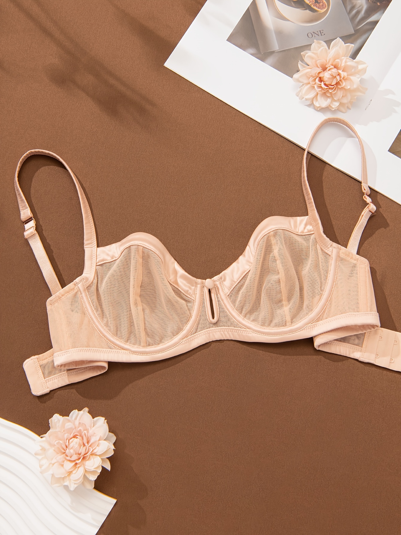 Contrast Lace Unlined Bra Lightweight Breathable See Through - Temu United  Arab Emirates