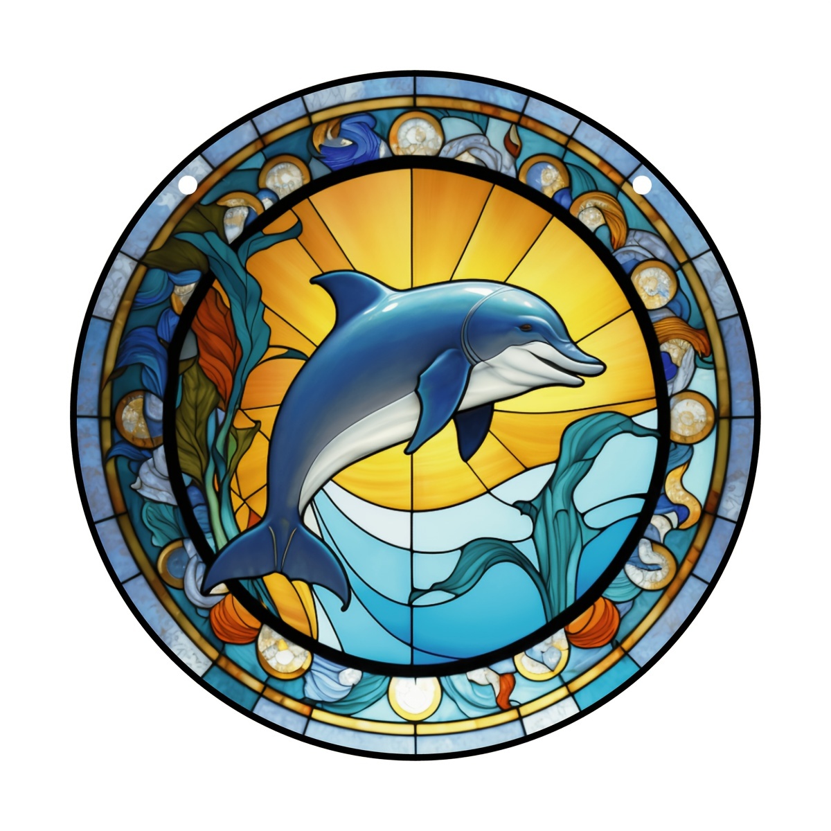 Dolphin Window Decor Stained Suncatcher Wreath Sign Stained - Temu