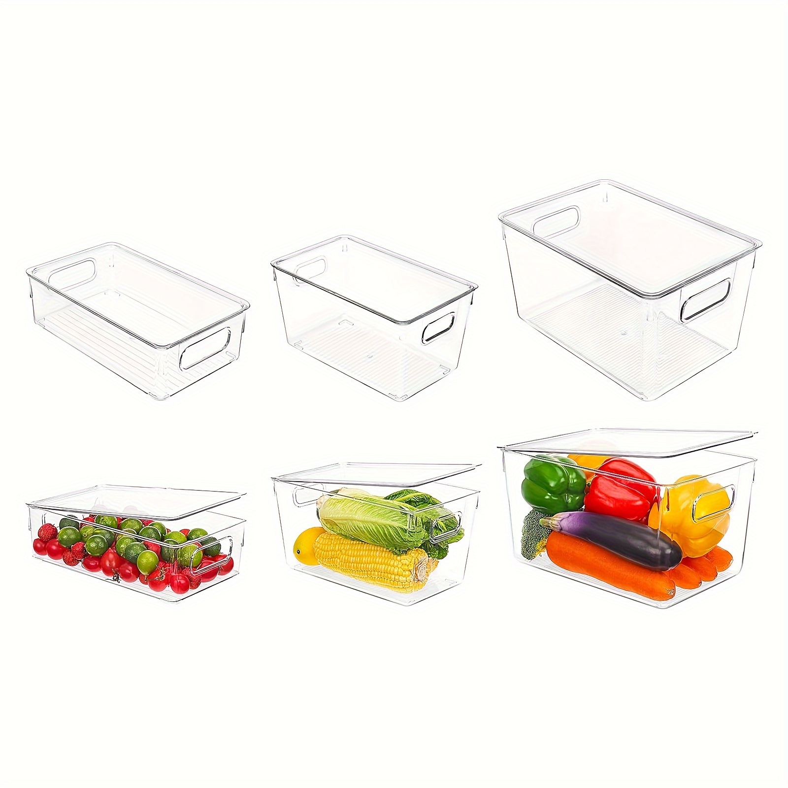 6PCS Food Containers, Plastic Freezer Container Jars With Sealed