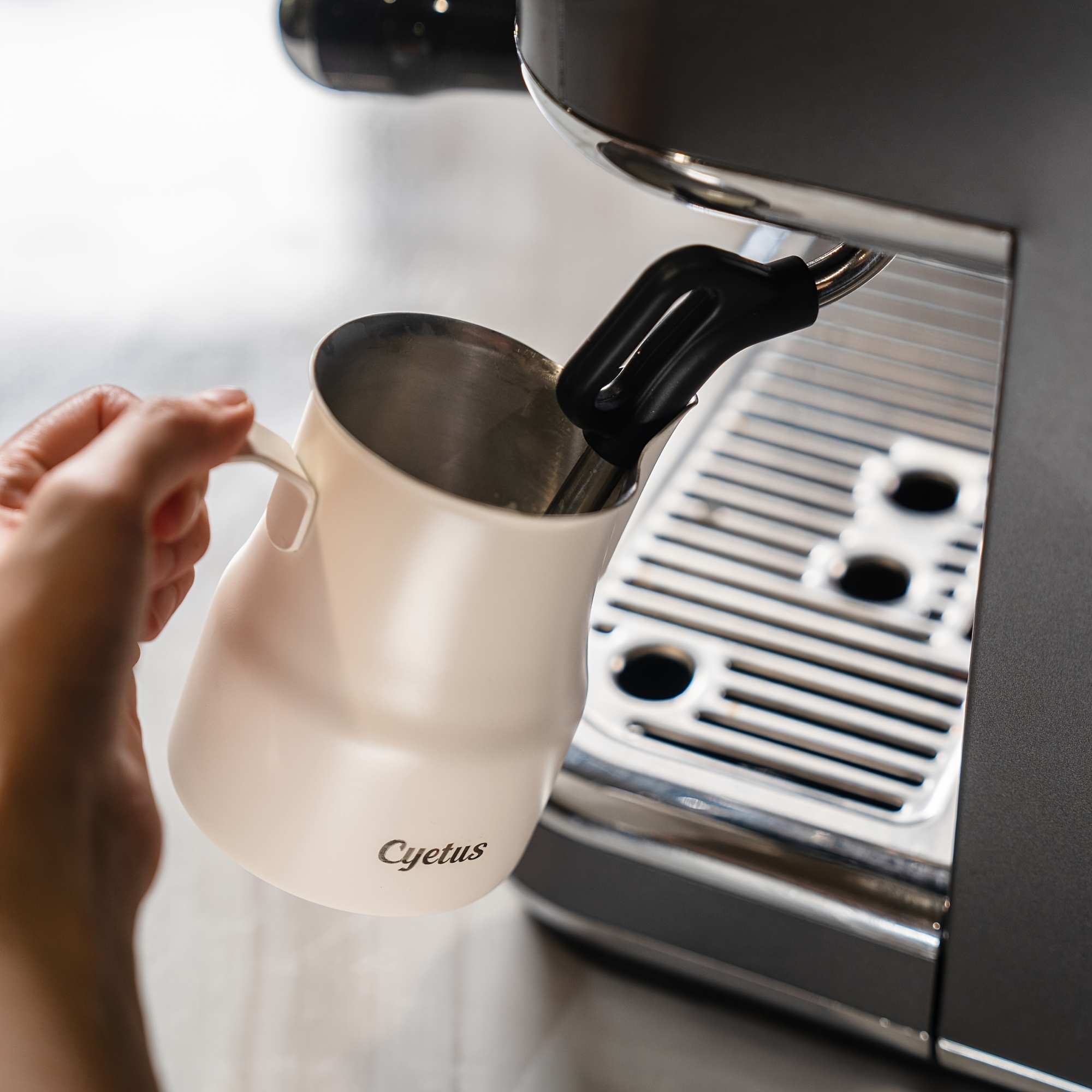 Cyetus Barista Black Espresso Machine for At Home Use with Milk