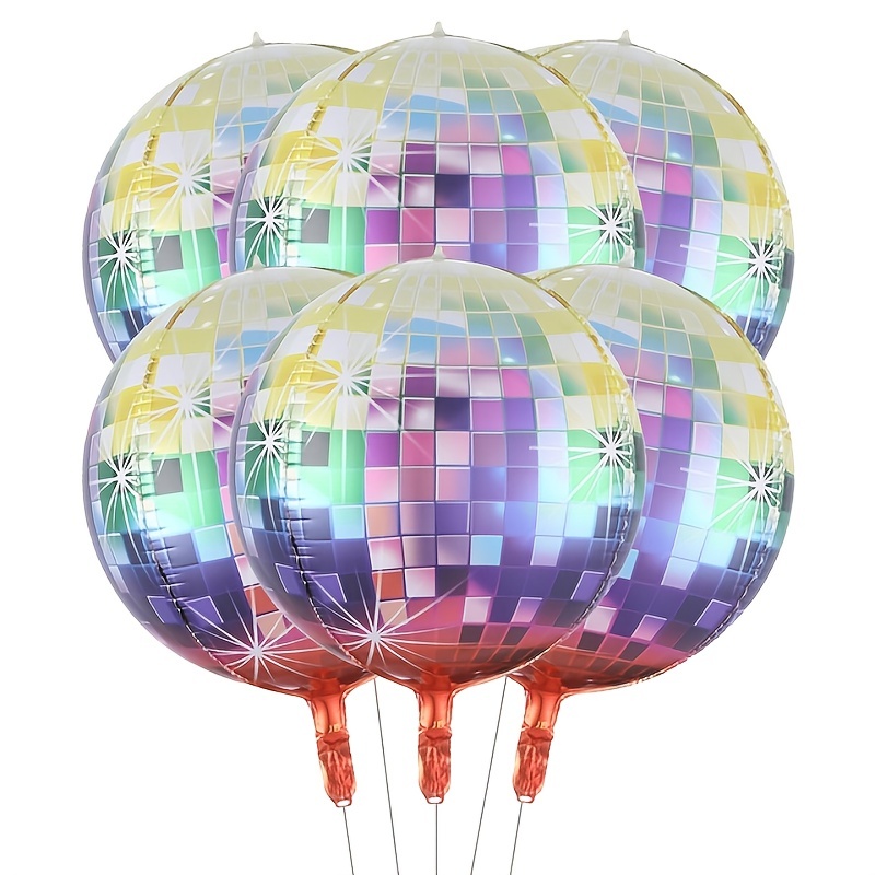 Disco Foil Balloons,Aluminum Mylar Helium Balloons 7 Piece 22 Inch