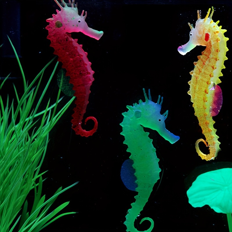 1pc Aquarium Glowing Sea Horse Ornament Luminous Artificial