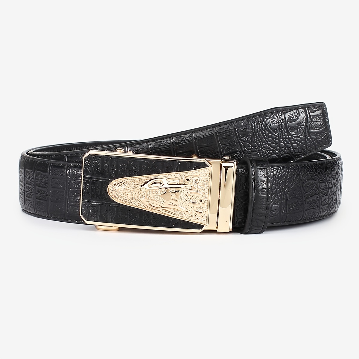 Elephant Garden Men's Crocodile Print Leather Belt with EG Logo