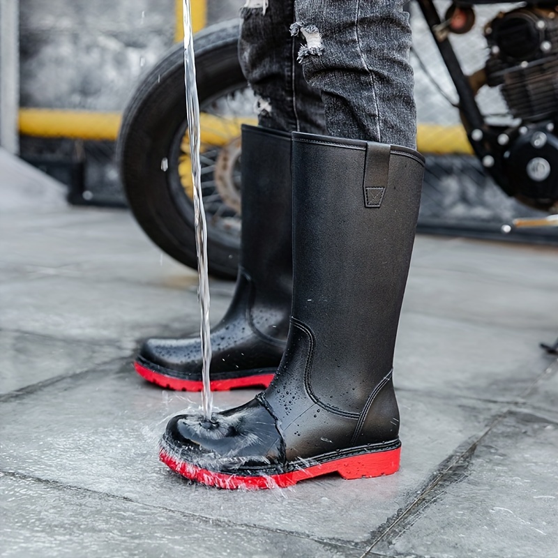 Mens High Top Rain Boots Wear Resistant Waterproof Non Slip