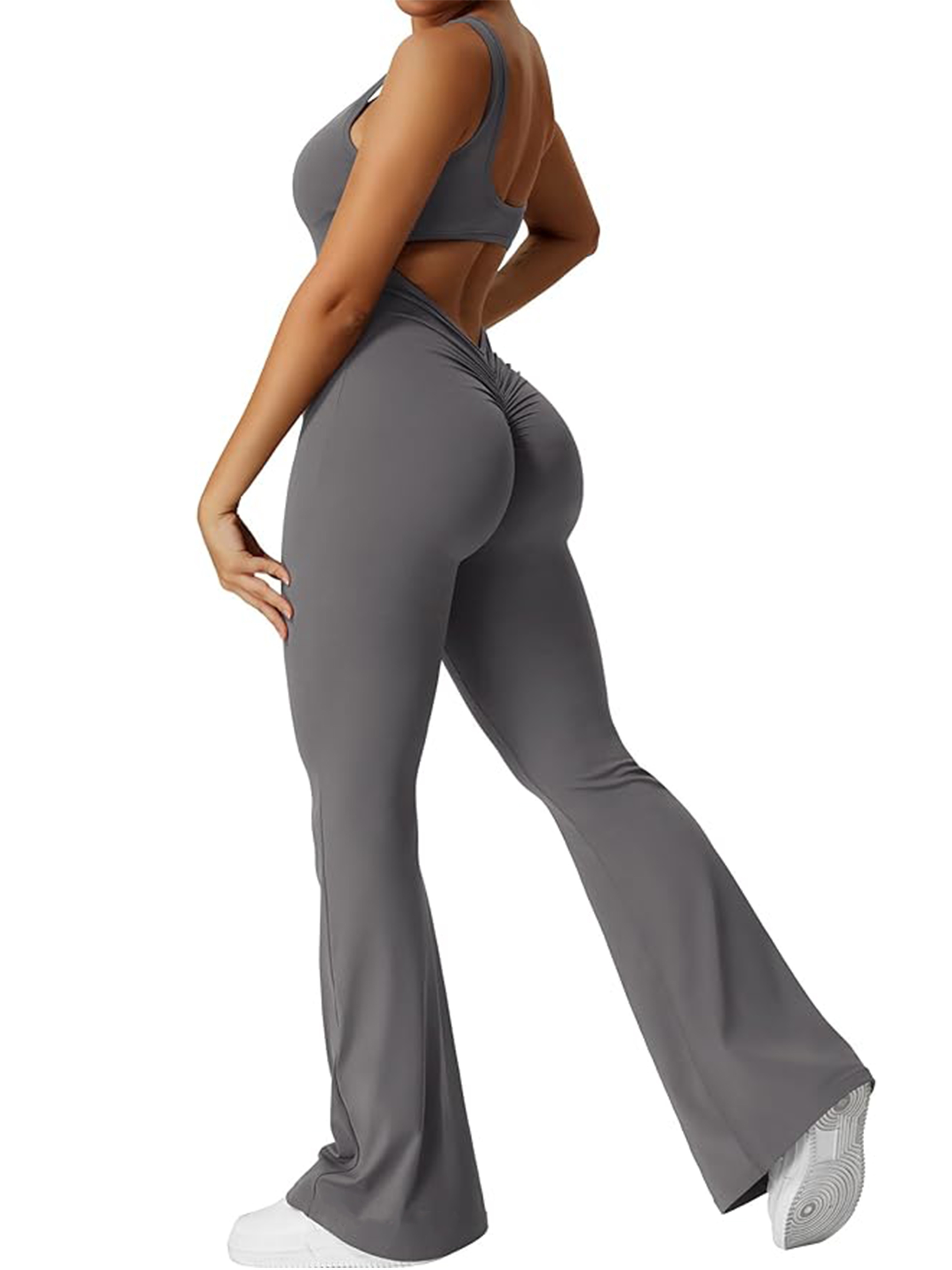 Sleeveless Cami Bootcut Workout Jumpsuit Breathable Wide Leg