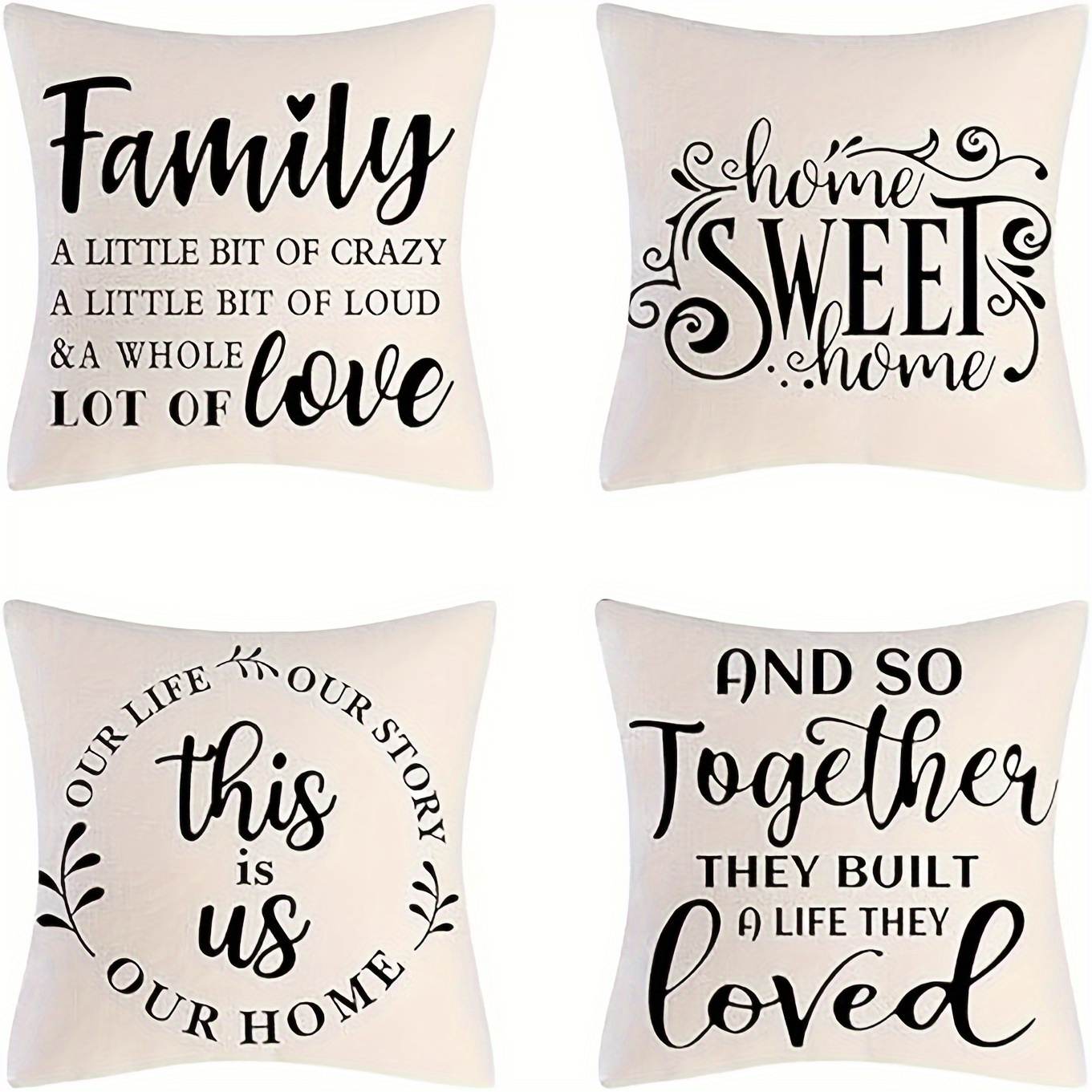 

4pcs, Inspirational Quotes Simple Style Linen Cushion Cover, Throw Pillow Cover, Bedroom Accessories, Sofa Cushion Cover, Living Room Throw Pillow Cover (cushion Is Not Included)