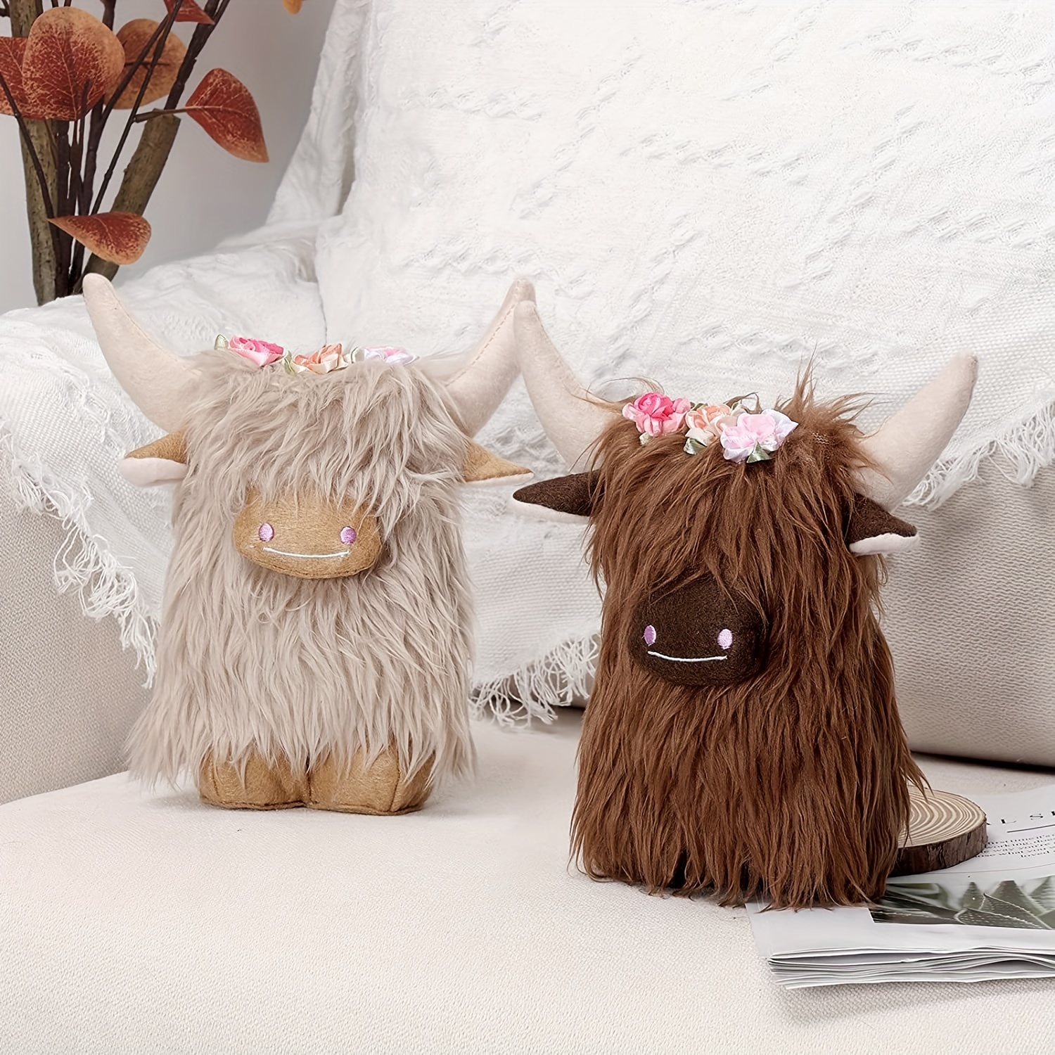 Highland Cow Animal Pillow Decorative Nursery Decor Farm Nursery