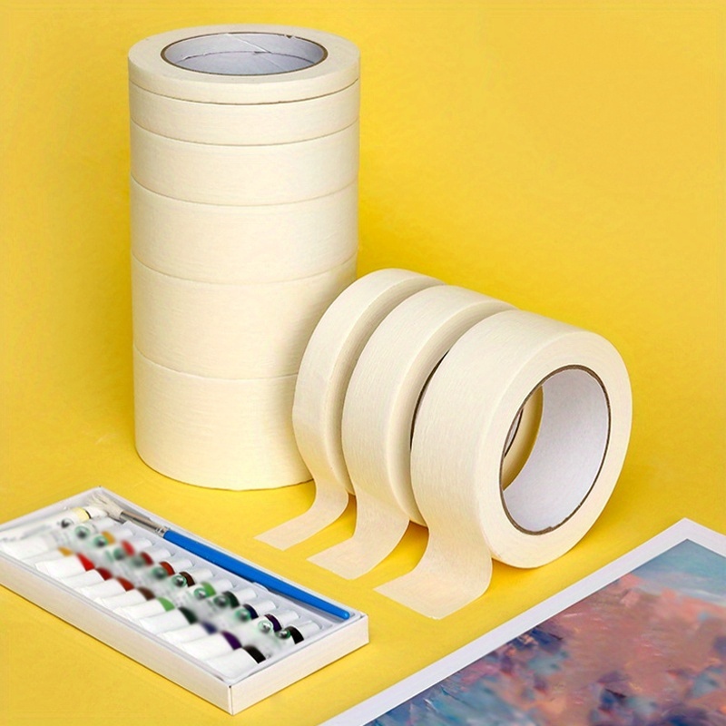 ACIT Cinta de papel para enmascarar, Cinta Pintor Carrocero para barnizar,  19mm + 30mm + 50 mm, trabajos de pintura (Blanco hasta 120°C)
