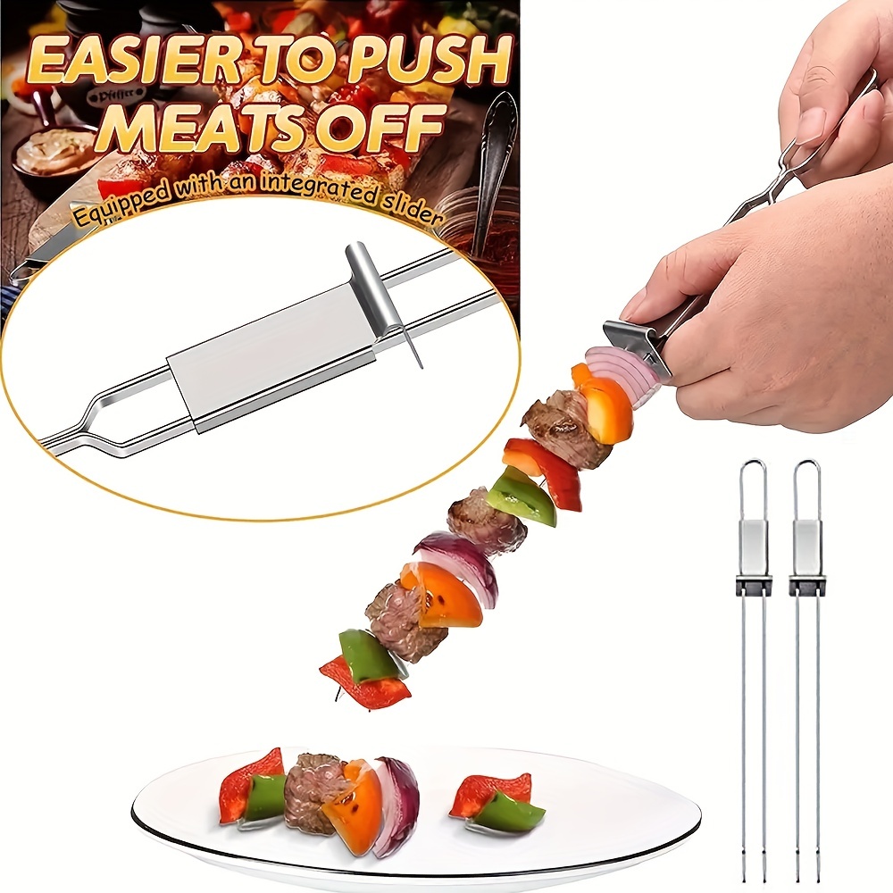 Double Skewers 2 Stainless Steel Skewers For Bbq Grilling - Temu