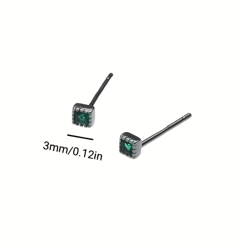 Geometric Zircon Square Stud Earrings For Men