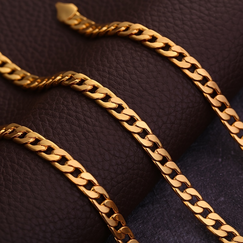 6mm Golden Plated Link Chain Necklace for Men