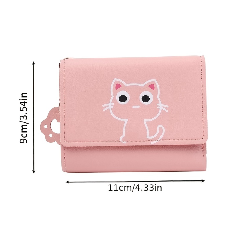 Cute Cat Pattern Wallet, Women's Faux Leather Long Wallet With Card Slots &  Zipper Pocket - Temu